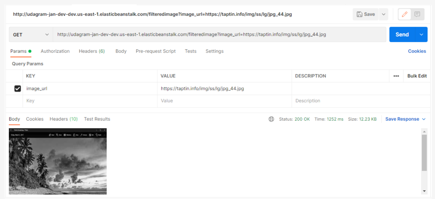 Image showing the api callback of the Udagram web application.
